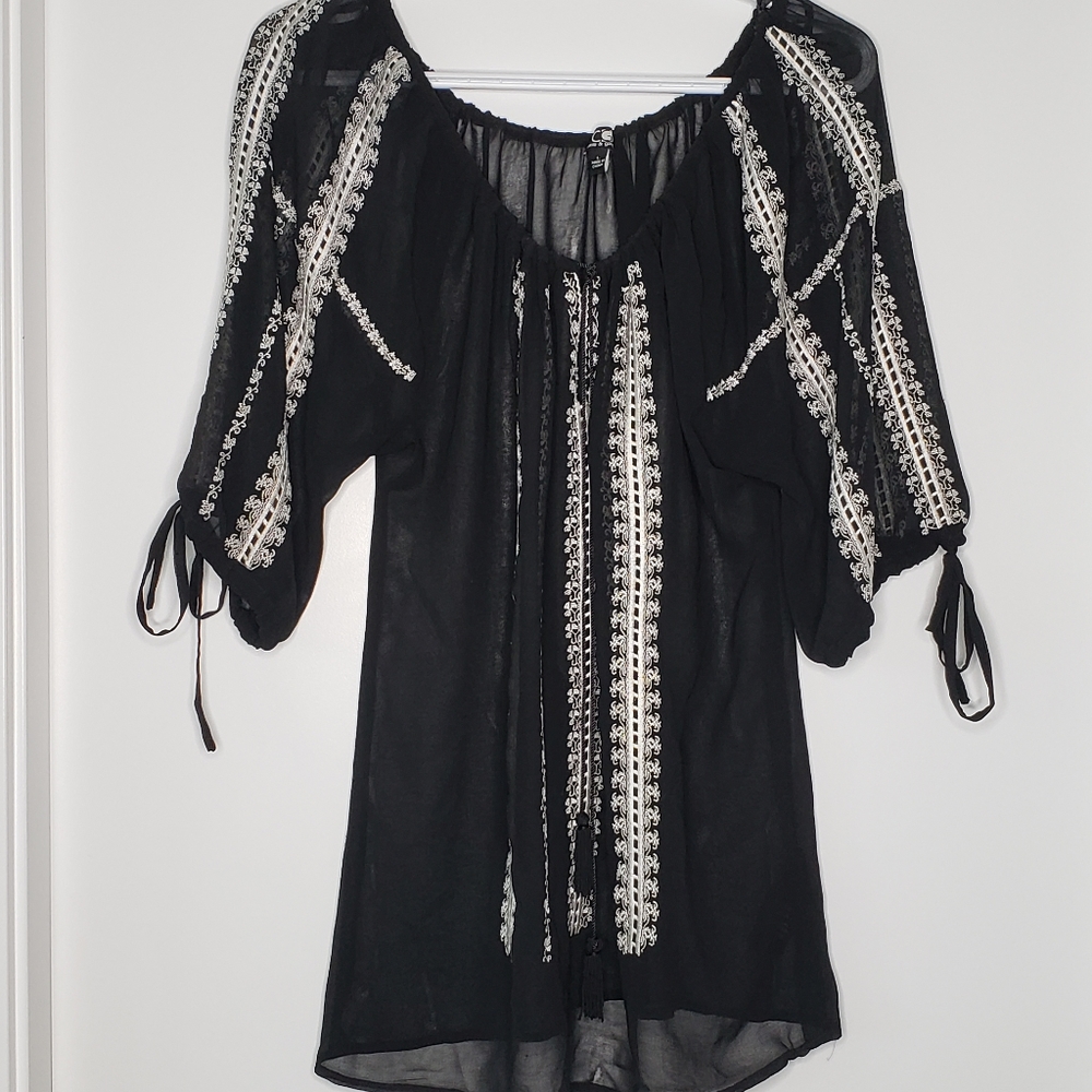 Cable & Gauge Embroidered Sheer Tunic